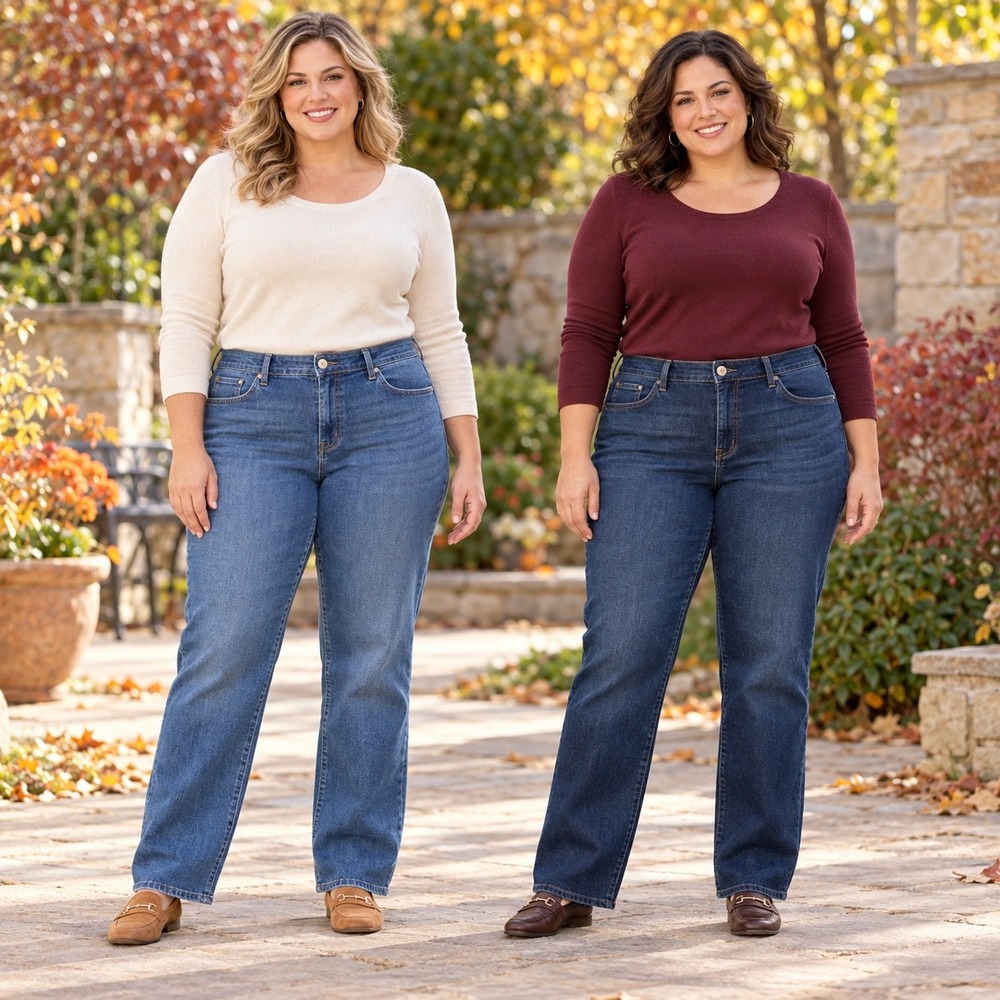 Lee 2 Pairs Womens Size 18 Medium Straight Leg Mid Rise Flex Motion Jeans Bundle